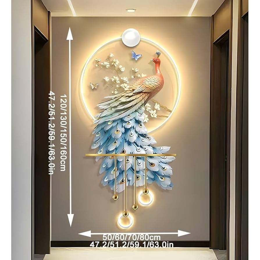 Amazon.com: Zfmnoyev Art Wall Decor with LED Light, Peacock